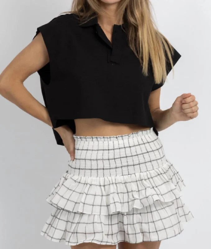 Buy More, Save More Logan Button Collared Tank In Black