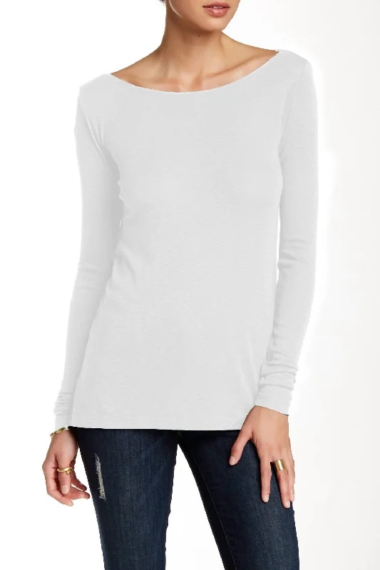 Don’t Miss Out Long Sleeve Cowl Back Tee In White