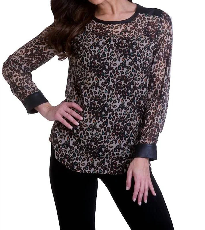 Discount Mania Long Sleeve Crew Tunic In Cheetah