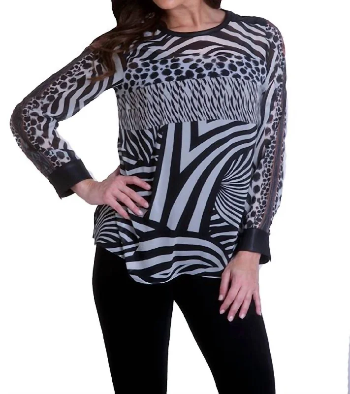 Major Savings Long Sleeve Crew Tunic In Zebra