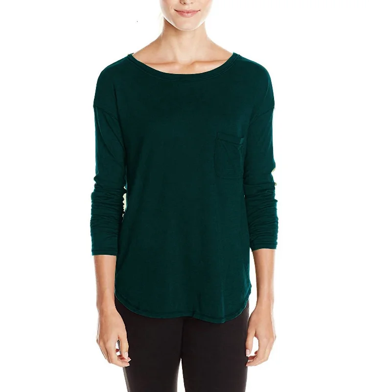 Limited Availability Long Sleeve Pocket Tee In Teal