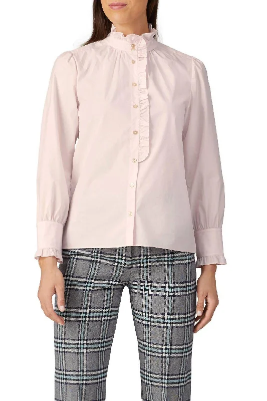 Today's Special Long Sleeve Poplin Top In Pink