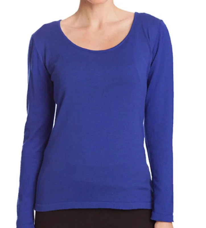 Special Discount Long Sleeve Scoop Neck Top In Cobalt