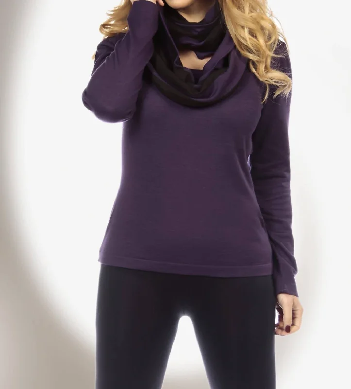 Exclusive Offers Long Sleeve Scoop Neck Top In Plum