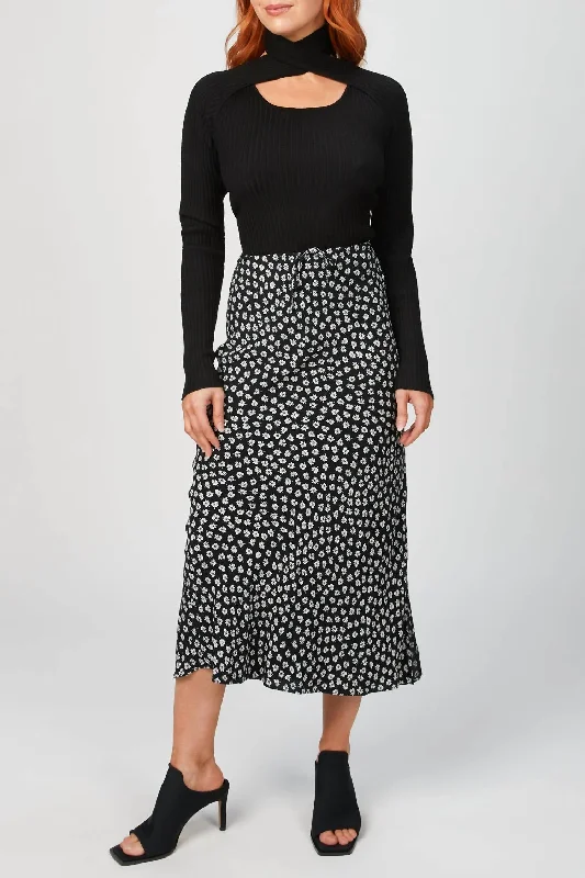 Closeout Loop Layered Knit Top In Black