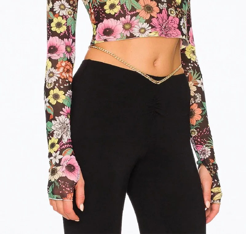 Must-Have Deals Micaela Cropped Power Mesh Turtleneck Top In Noir Garden