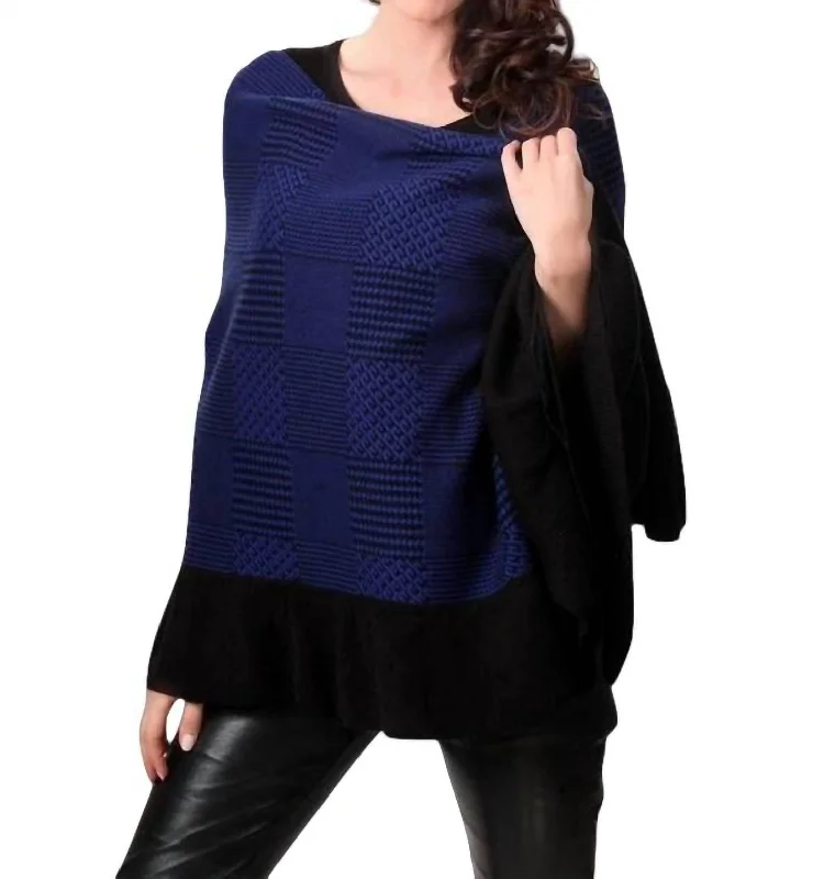 Stock Clearance Mixed Pattern Ruffled Wrap In Blackcobalt
