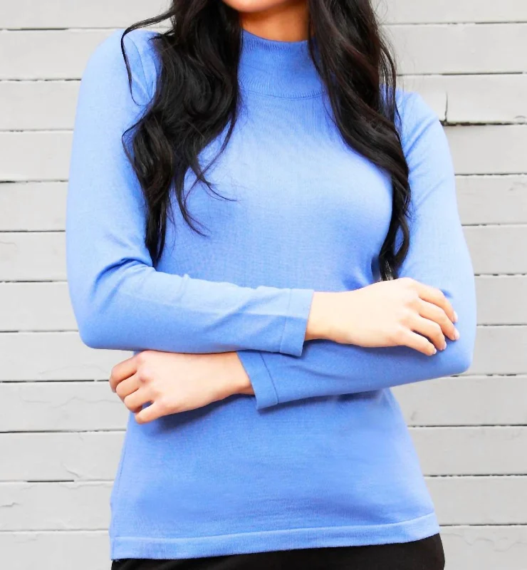 Price Fest Mock Neck Top In Periwinkle