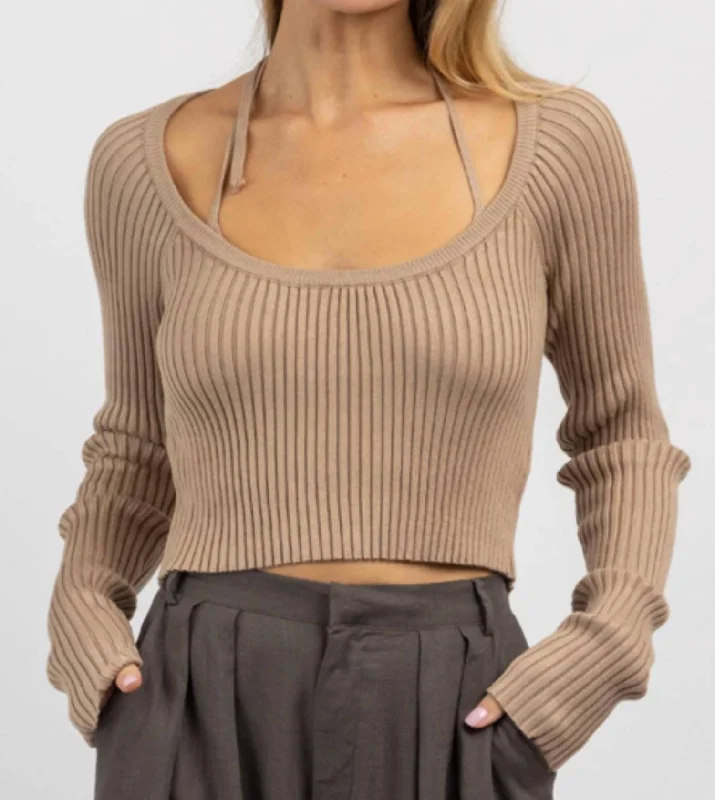 Special Savings Moment Layered Bralette Top In Mocha