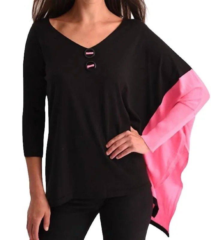 Super Sale Neon Panel Slit Oversize Tunic In Black/fuchsia
