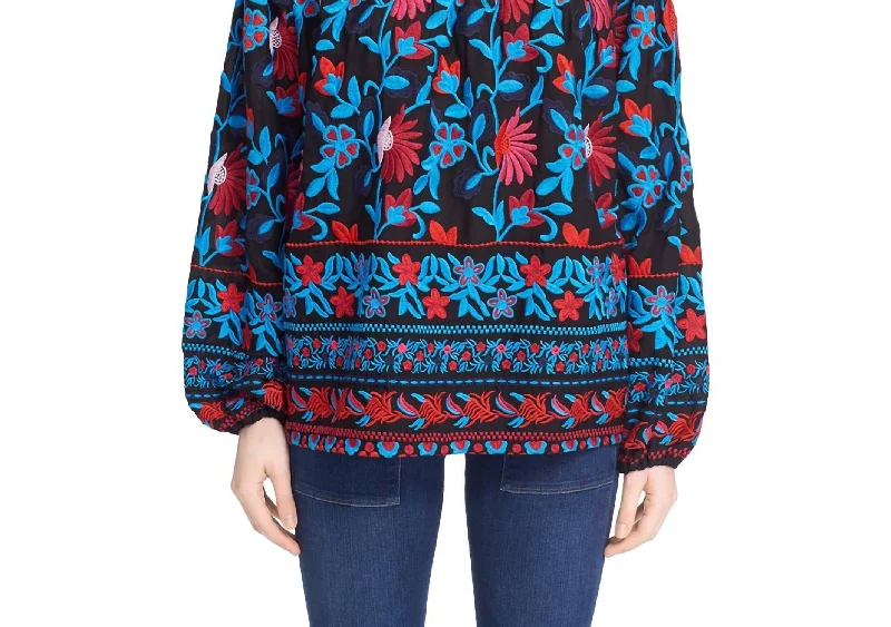 Fantastic Deals Nessa Embroidered Off The Shoulder Top In Multi