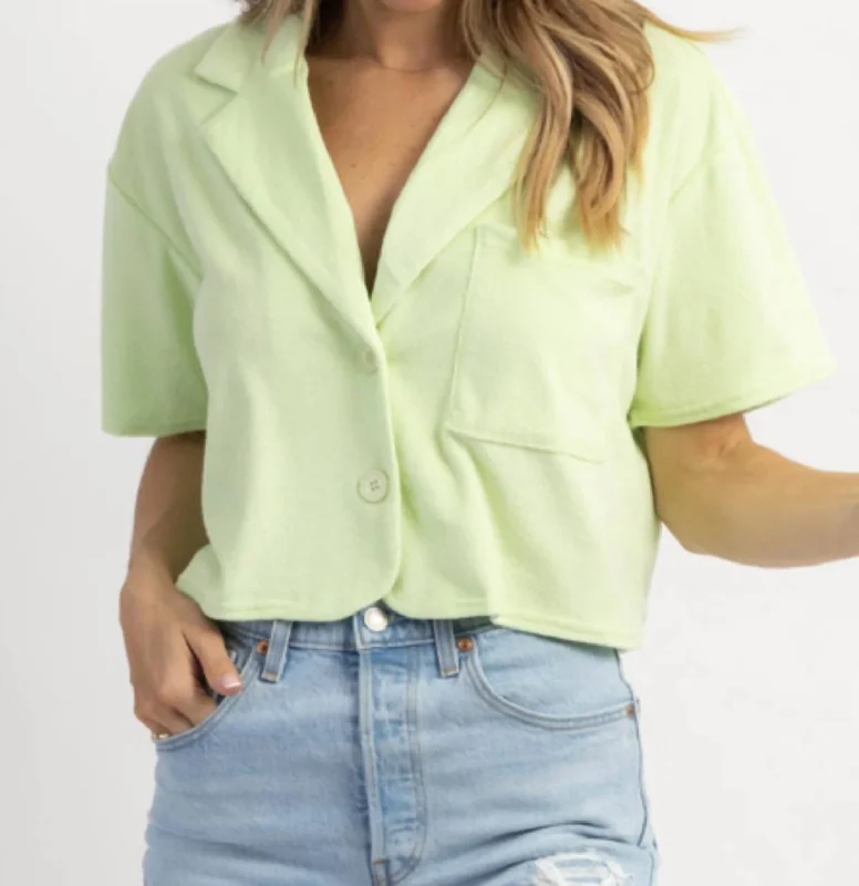 Price Drop Oh Pool Boy Terrycloth Top In Lime