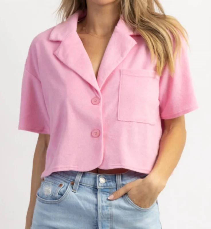 Price Reduction Oh Pool Boy Terrycloth Top In Pink