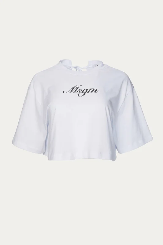 Bargain Blast Open-Back Cropped T-Shirt In White