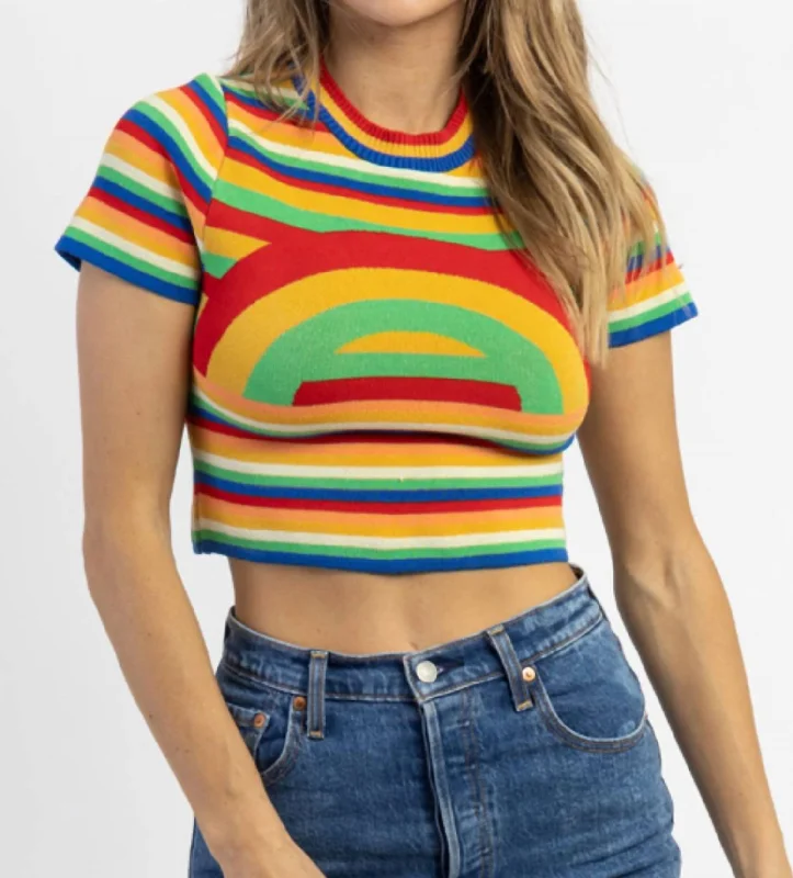 Members Only Over The Crop Top In Rainbow