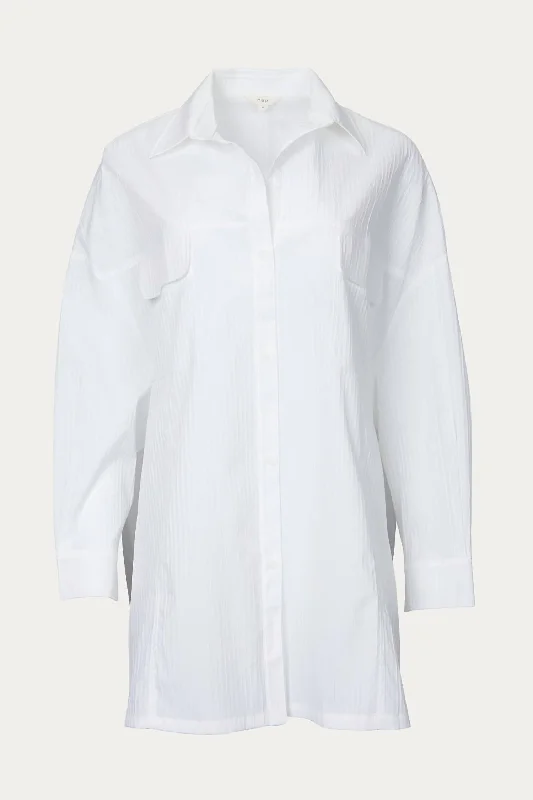 Deal Frenzy Oversized Cotton-Blend Shirt In White