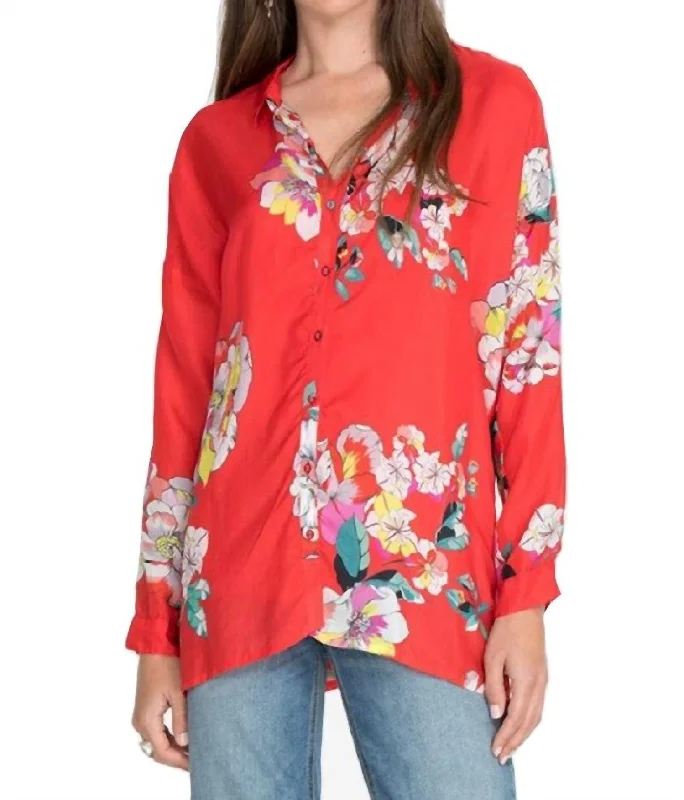 Super Deal Passion Iris Button Down Shirt In Multi
