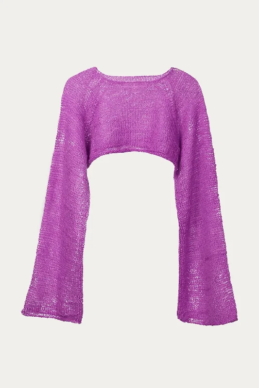 Members Only Phoebe Crop Knit Top In Raspberry Wine