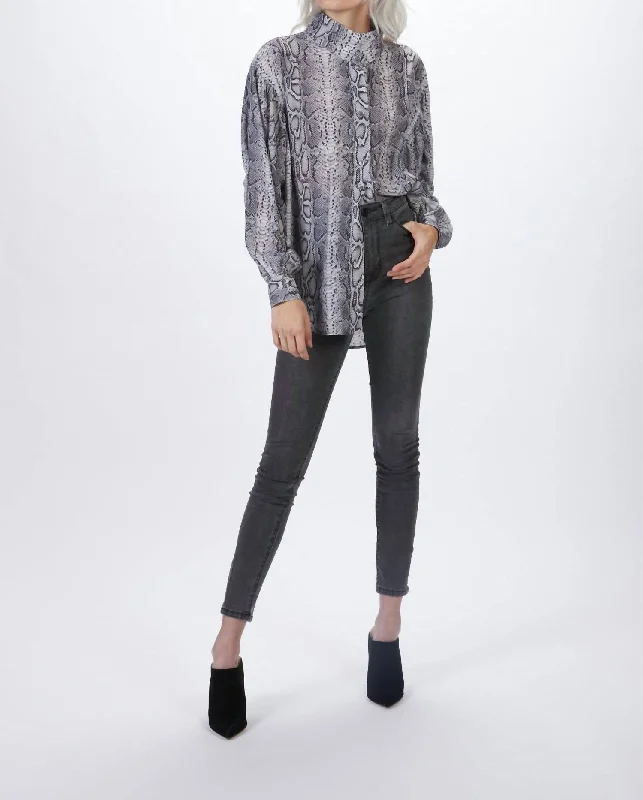 Overstock Poet Blouse In Grey Snake