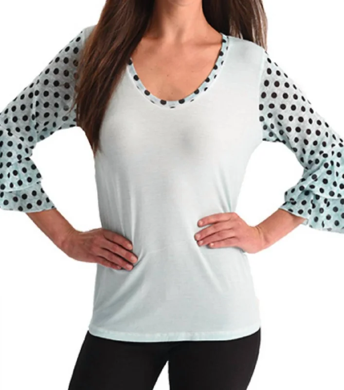TIME-Limited Offer Polkadot Sleeve Top In Mint