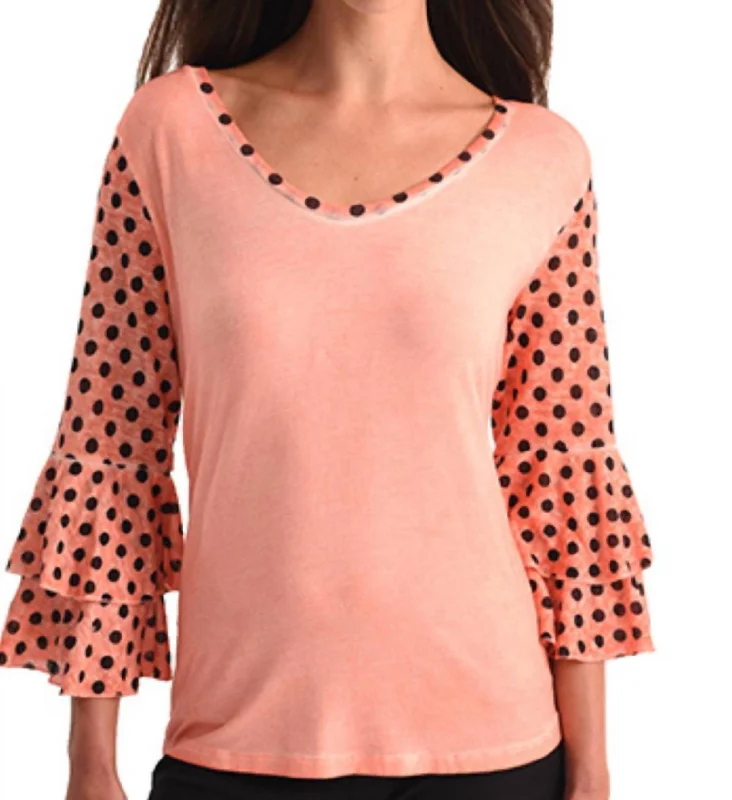 Sale Event Polkadot Sleeve Top In Peach