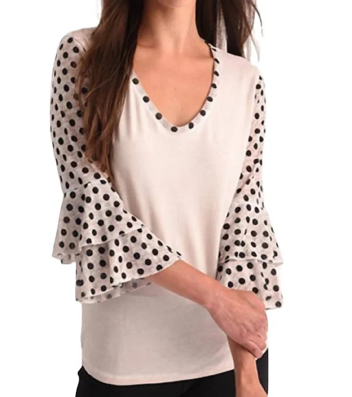Unmissable Offer Polkadot Sleeve Top In Sand