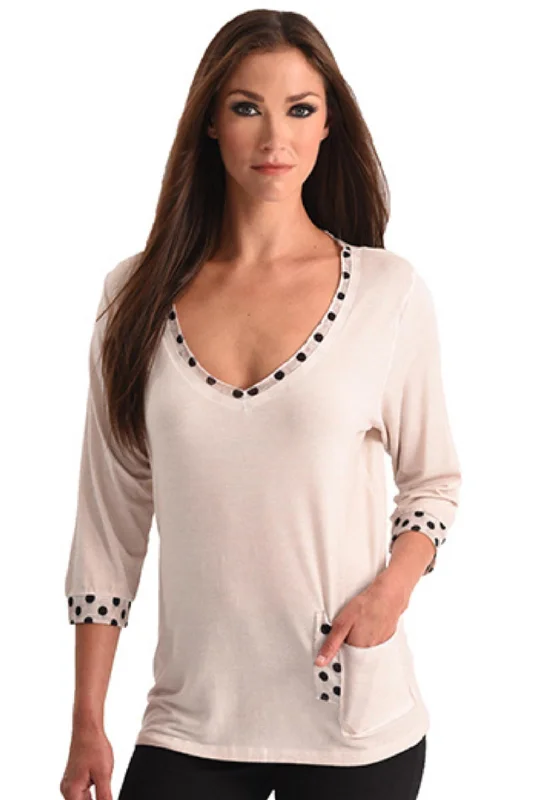 The Best Prices Polkadot V-Neck Top In Sand