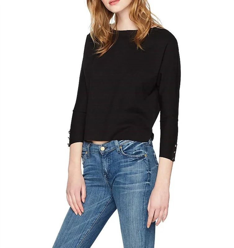Price Slash Ponte Loose Short Top In Black