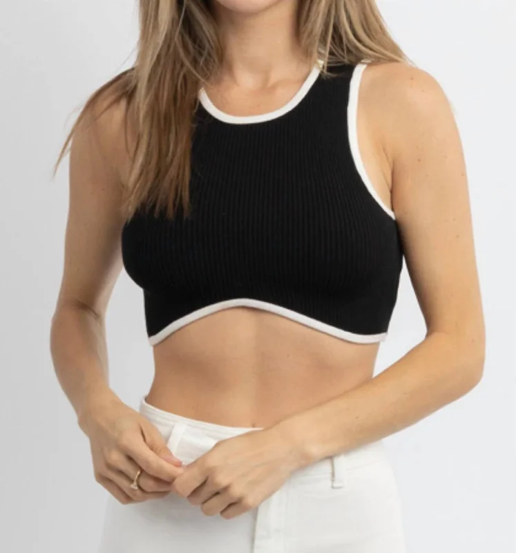 Special Promotion Rena Ribbed Crop In Black + Ivory