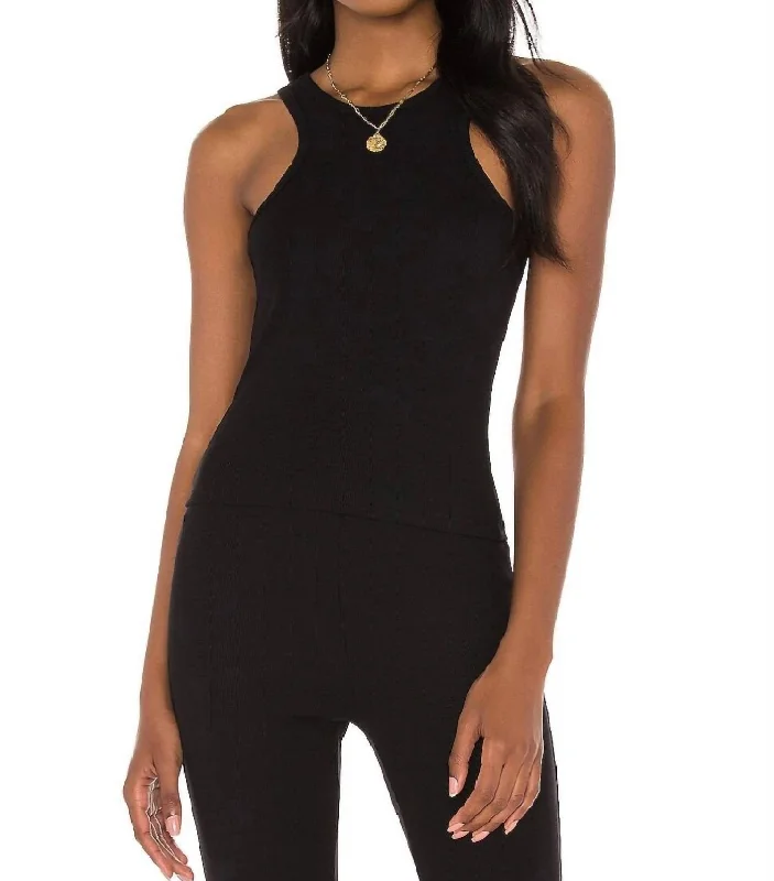 Can't Be Beat Ribbed Alissar Tank Top In Black