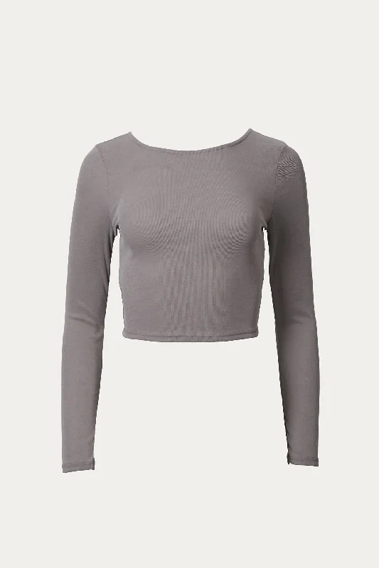 Fantastic Offers Ribbed Open-Back Stretch-Modal Top In Mocha