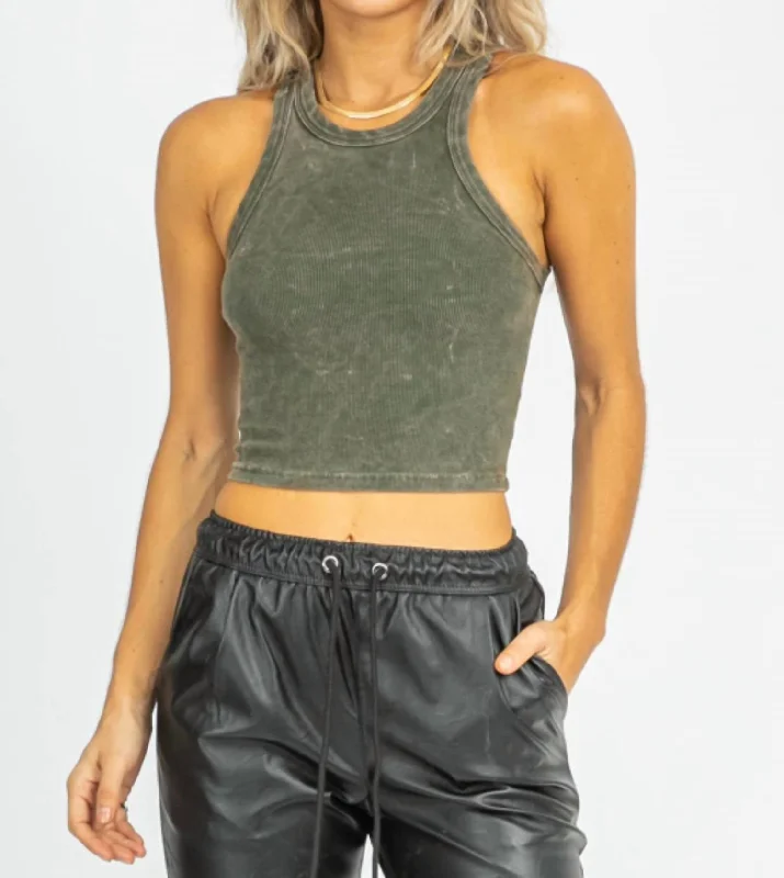 Online Only Ribbed Racerback Tank In Olive