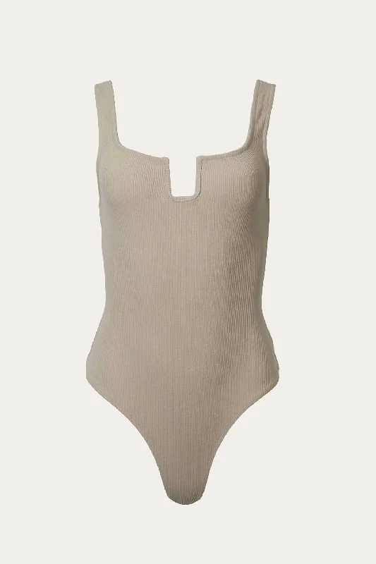 Exclusive Savings Ribbed Stretch-Cotton Bodysuit In Mocha