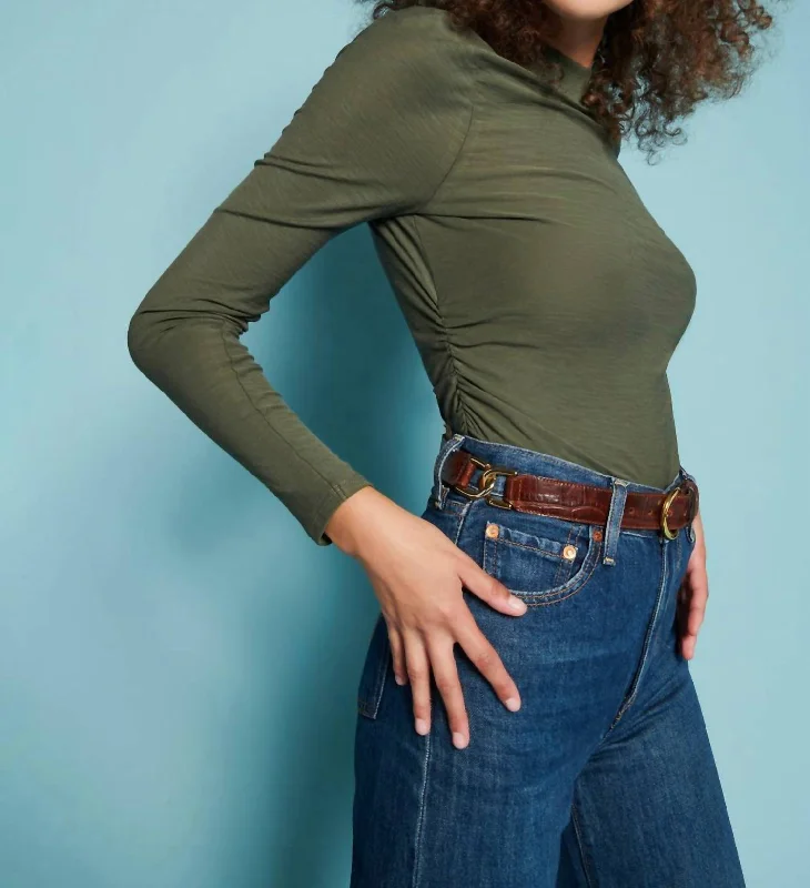 Reduced Prices Rita Mock Neck Long Sleeve In Stoned Moss