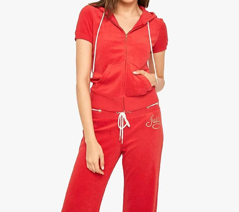 Weekend Flash Sale Rope Microterry Robertson Short Sleeve Jacket In Red