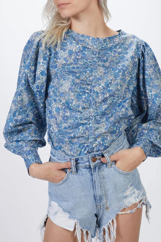 Extra Savings Ruched Blouse In Blue Liberty