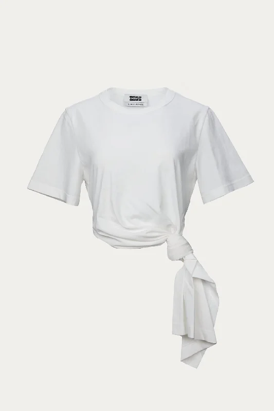 Super Sale See Knotted Tie T-Shirt In White