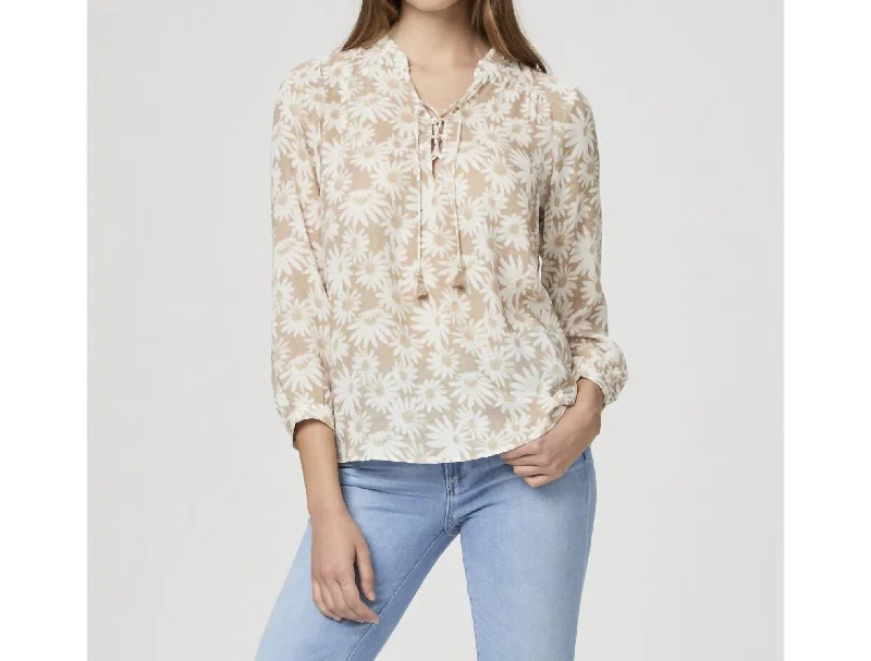 TIME-Limited Offer Sharene Top In Taupe/white Floral