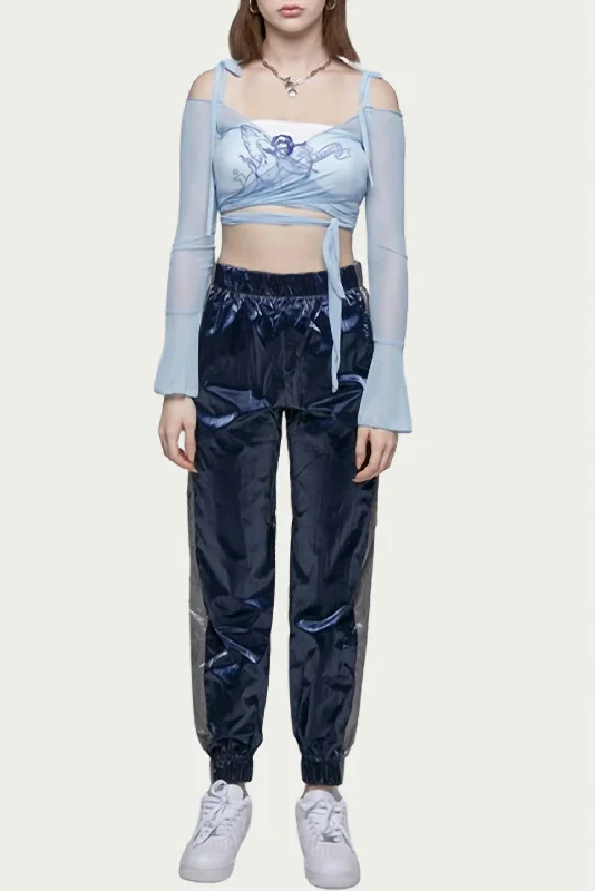 Now or Never Sheer Mesh Wrap Cropped Top In Baby Blue