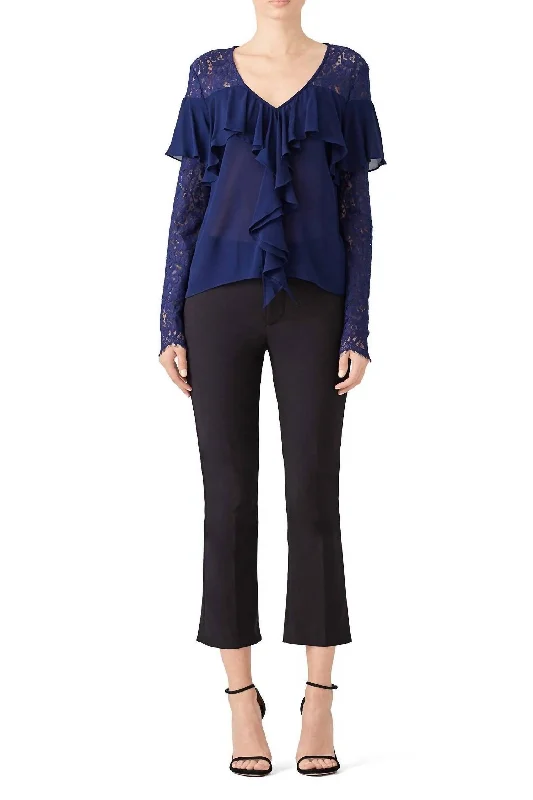 Bargain Prices Sheer Ruffle Top In Blue