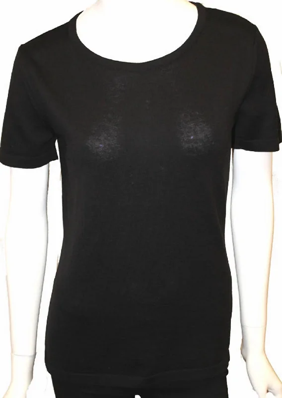 Inventory Reduction Short Sleeve Crew-Neck Shell Top In Black