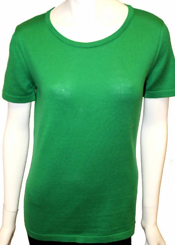 Deal Frenzy Short Sleeve Crew-Neck Shell Top In Green