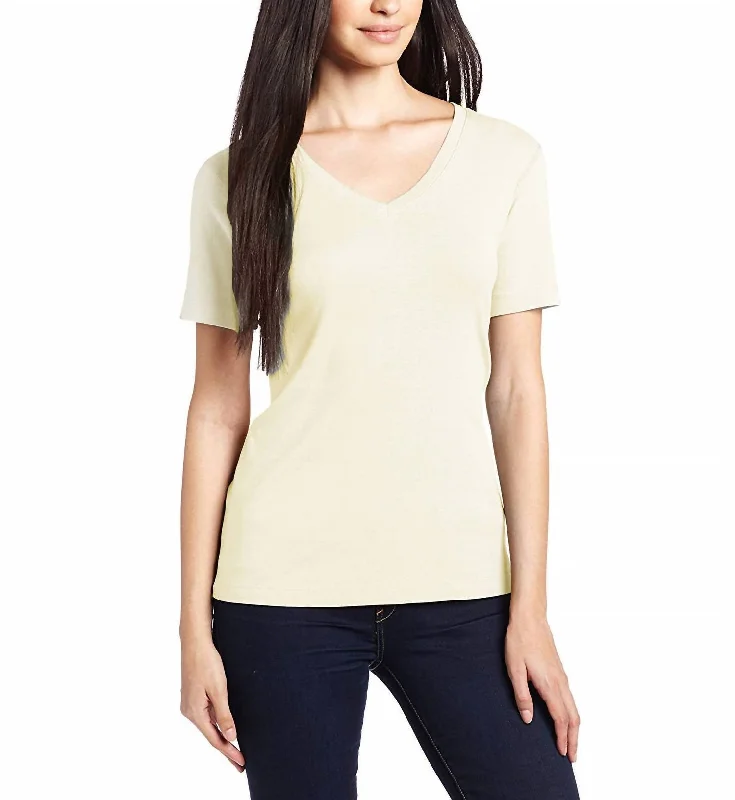 Unmissable Offer Short Sleeve Mid-V Neck Tee In Off White