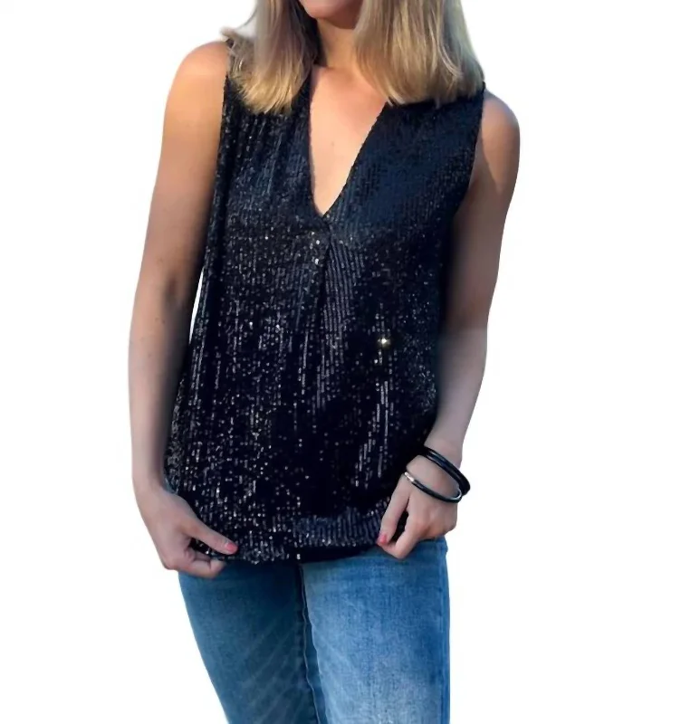 Weekend Deal Sleeveless Sequin Top In Black