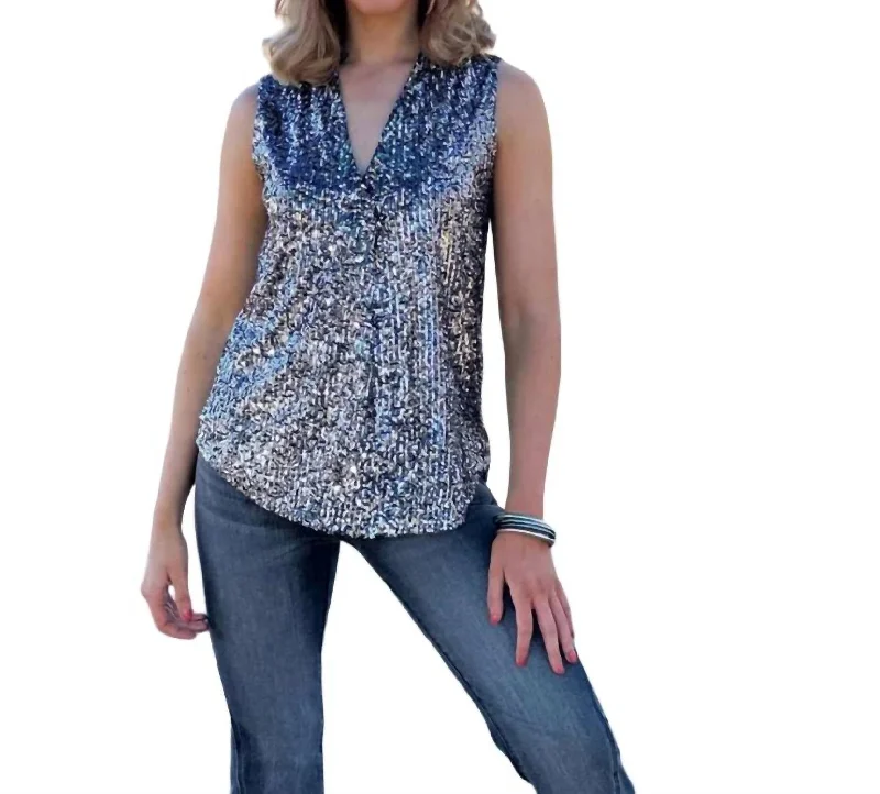 Time-Limited Offer Sleeveless Sequin Top In Platinum