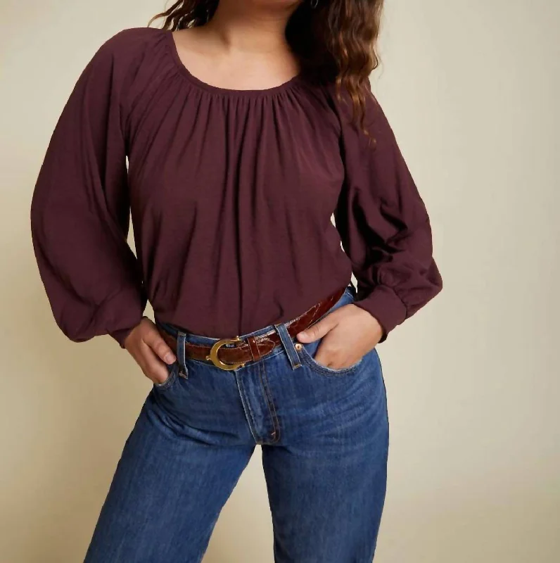 Overstock Sloane Elastic Neck Tee In Garnet
