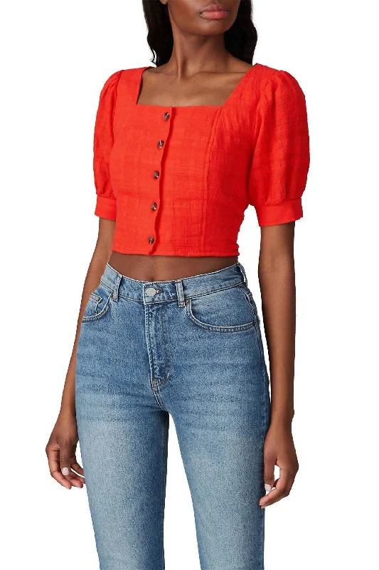 Deal Dash Smocked Crop Top In Red