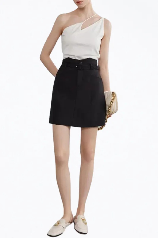 Buy Now Soleil One-Shoulder Cutout Cotton Top In White