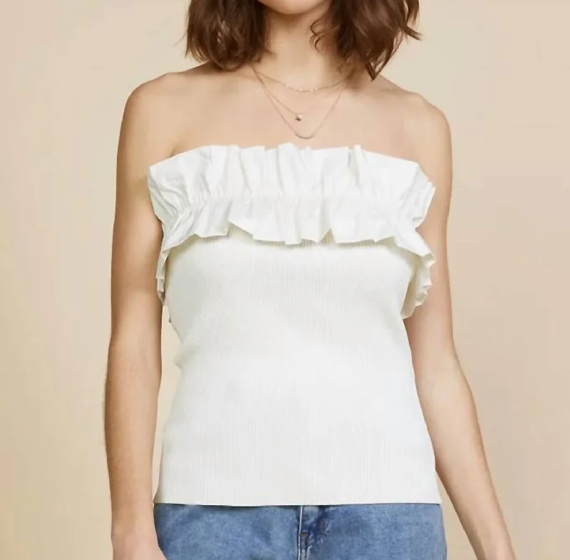 Stock Up and Save Strapless Ruffle Top In Off White