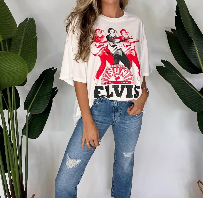 Mega Sale Sun Records Elvis Repeat Tee Vintage In White